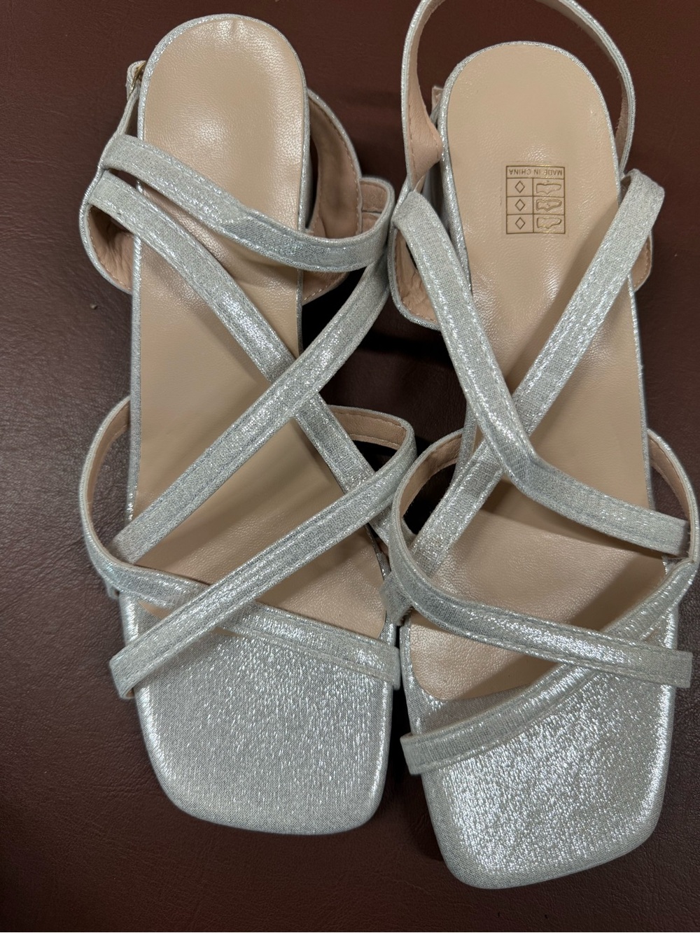 Silver Crisscross Strappy Heeled Sandals
